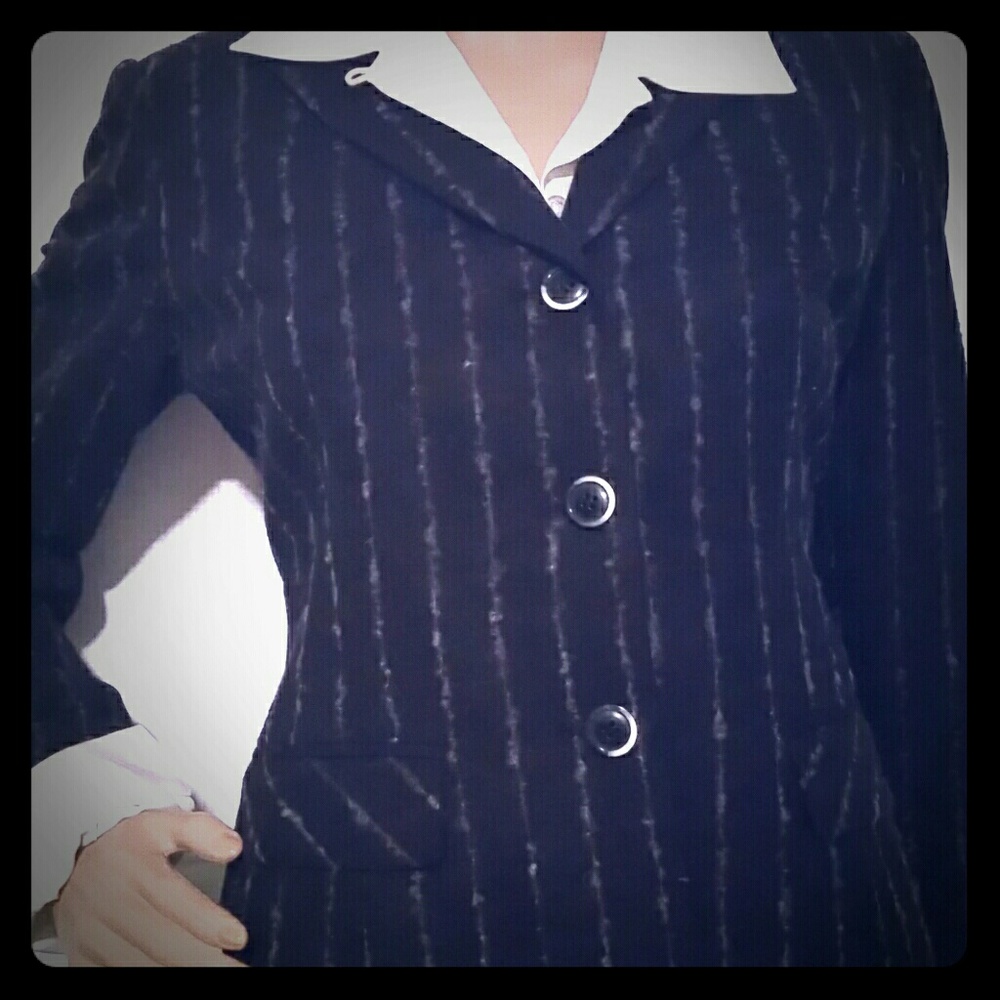ECCOCI WOOL 6 -8 ELASTANE MOHAIR STRIPES PANT SUIT